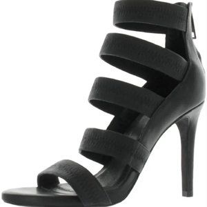 Joie Black Leather Heels with Stretchy Straps